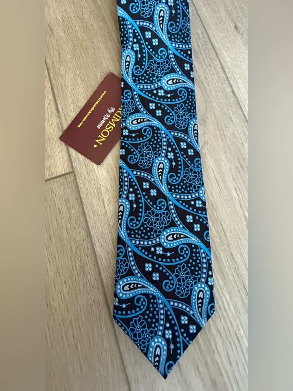 Krimson Black and Light Blue Paisley Silk Tie